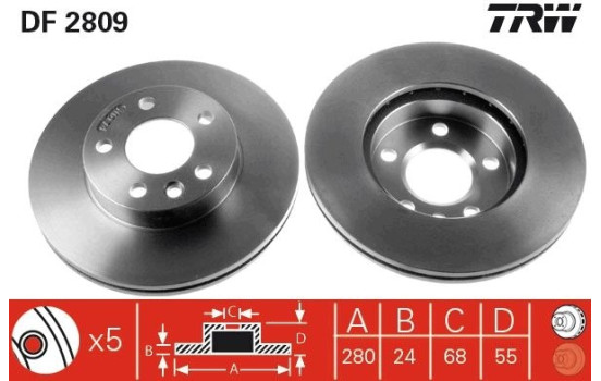 Disque de frein DF2809 TRW, Image 2