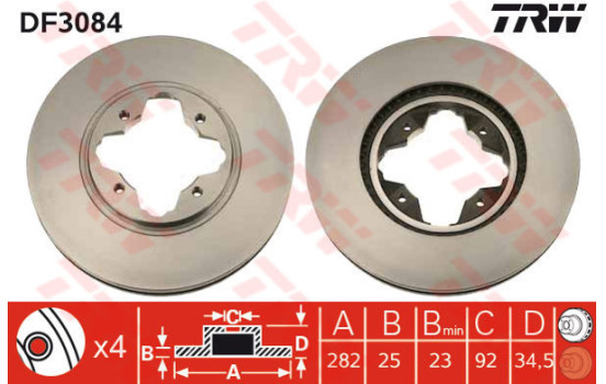 Disque de frein DF3084 TRW