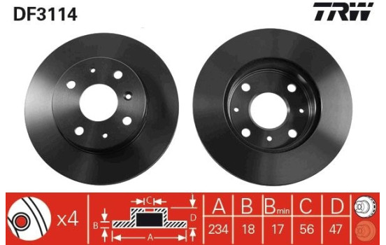 Disque de frein DF3114 TRW
