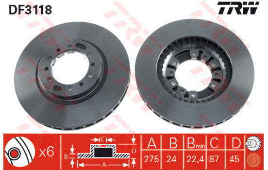 Disque de frein DF3118 TRW