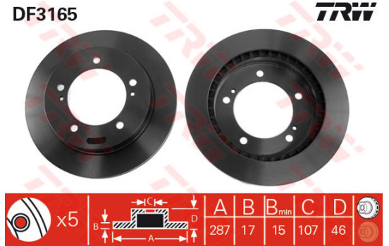 Disque de frein DF3165 TRW