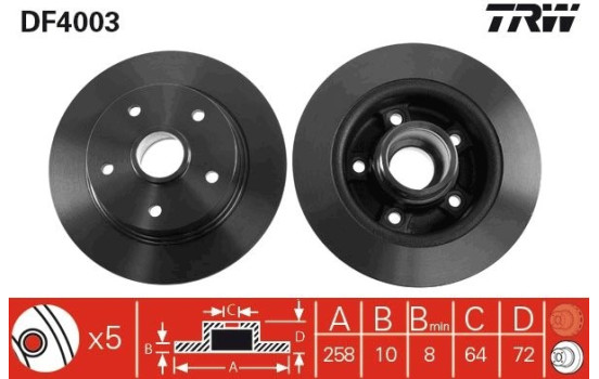 Disque de frein DF4003 TRW, Image 2