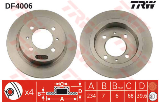 Disque de frein DF4006 TRW
