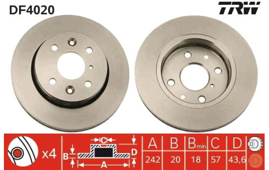 Disque de frein DF4020 TRW, Image 2