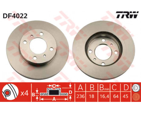 Disque de frein DF4022 TRW