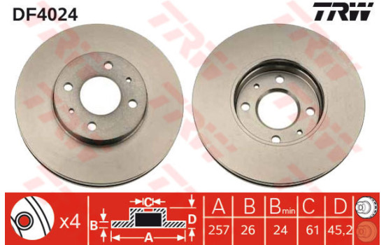 Disque de frein DF4024 TRW