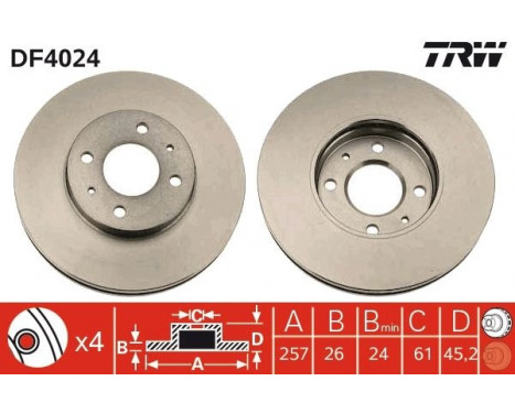 Disque de frein DF4024 TRW, Image 2