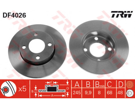 Disque de frein DF4026 TRW