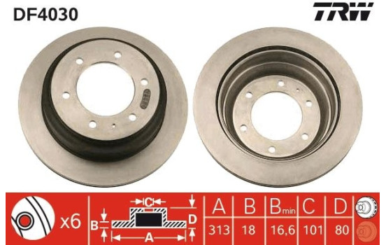 Disque de frein DF4030 TRW