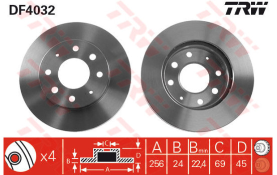 Disque de frein DF4032 TRW