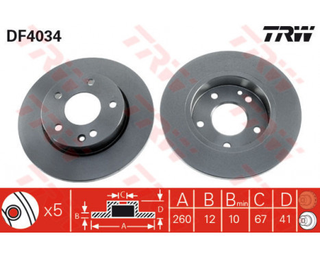 Disque de frein DF4034 TRW