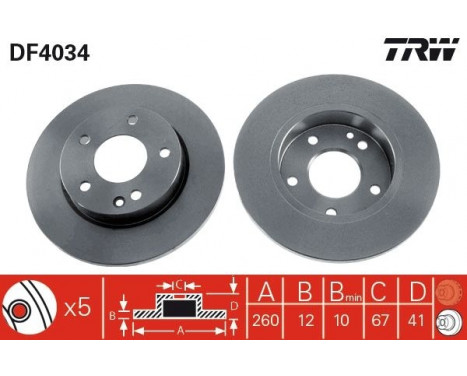 Disque de frein DF4034 TRW, Image 2