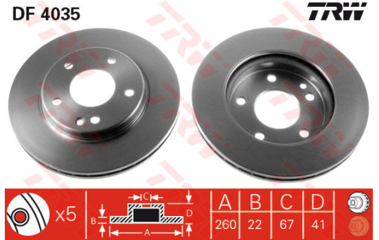 Disque de frein DF4035 TRW