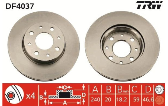 Disque de frein DF4037 TRW, Image 2
