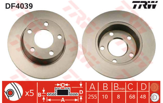 Disque de frein DF4039 TRW