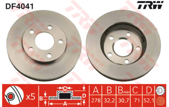 Disque de frein DF4041 TRW