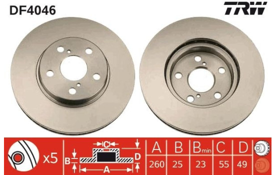 Disque de frein DF4046 TRW, Image 2