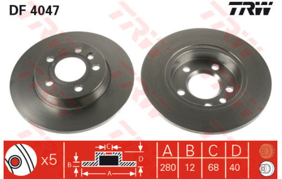Disque de frein DF4047 TRW