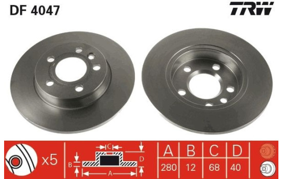 Disque de frein DF4047 TRW, Image 2
