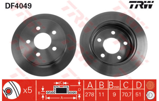 Disque de frein DF4049 TRW