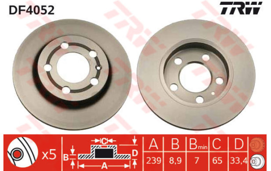 Disque de frein DF4052 TRW
