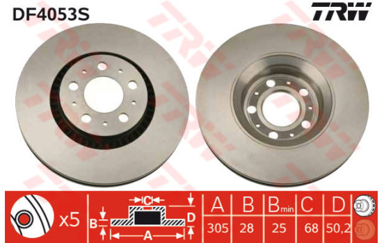 Disque de frein DF4053S TRW
