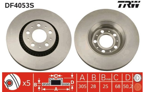 Disque de frein DF4053S TRW, Image 2