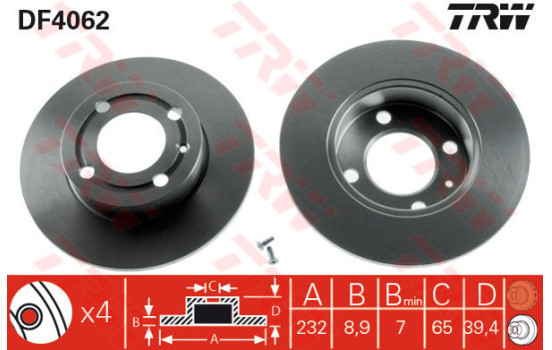 Disque de frein DF4062 TRW