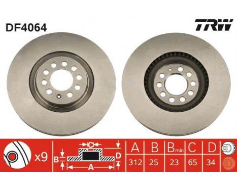 Disque de frein DF4064 TRW, Image 2