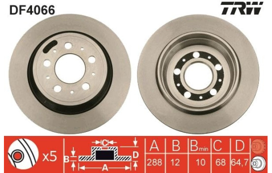 Disque de frein DF4066 TRW, Image 3
