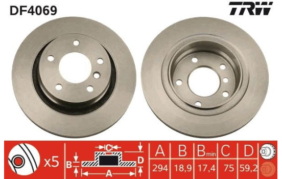Disque de frein DF4069 TRW, Image 2