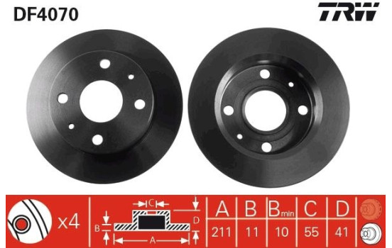 Disque de frein DF4070 TRW