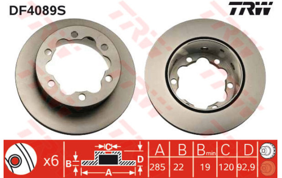Disque de frein DF4089S TRW