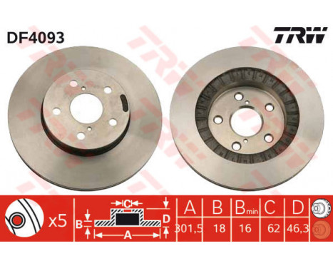 Disque de frein DF4093 TRW