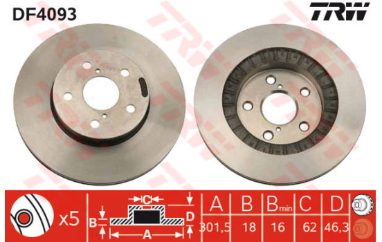 Disque de frein DF4093 TRW