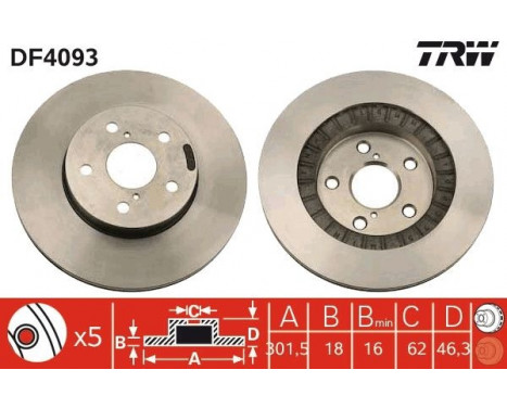 Disque de frein DF4093 TRW, Image 2