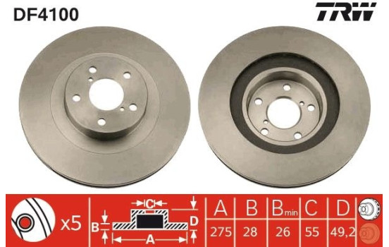 Disque de frein DF4100 TRW, Image 2