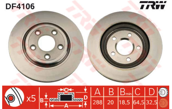 Disque de frein DF4106 TRW