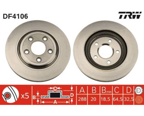 Disque de frein DF4106 TRW, Image 2