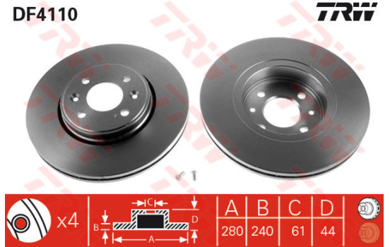Disque de frein DF4110 TRW