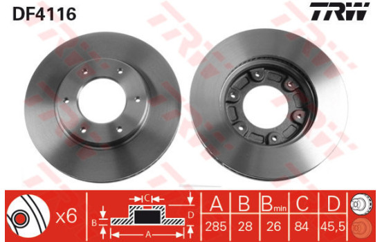 Disque de frein DF4116 TRW