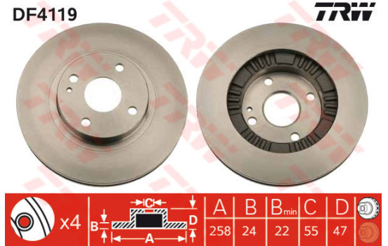 Disque de frein DF4119 TRW