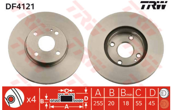 Disque de frein DF4121 TRW