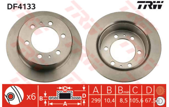 Disque de frein DF4133 TRW