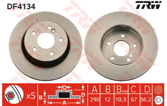 Disque de frein DF4134 TRW
