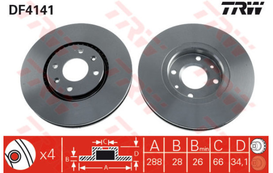Disque de frein DF4141 TRW