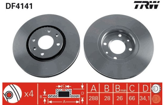 Disque de frein DF4141 TRW, Image 2