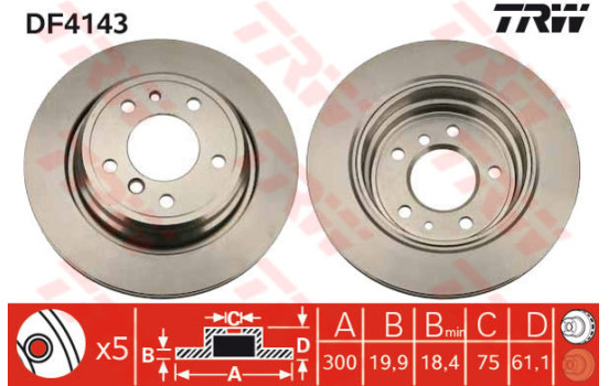 Disque de frein DF4143 TRW