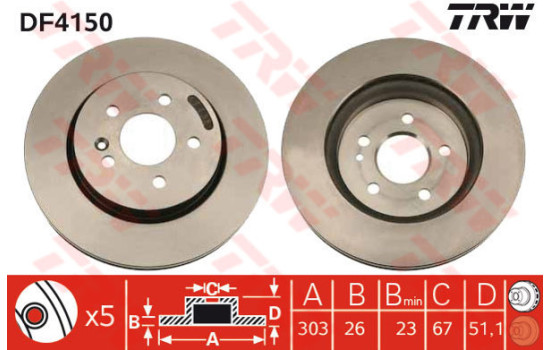 Disque de frein DF4150 TRW