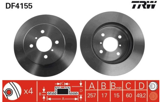 Disque de frein DF4155 TRW